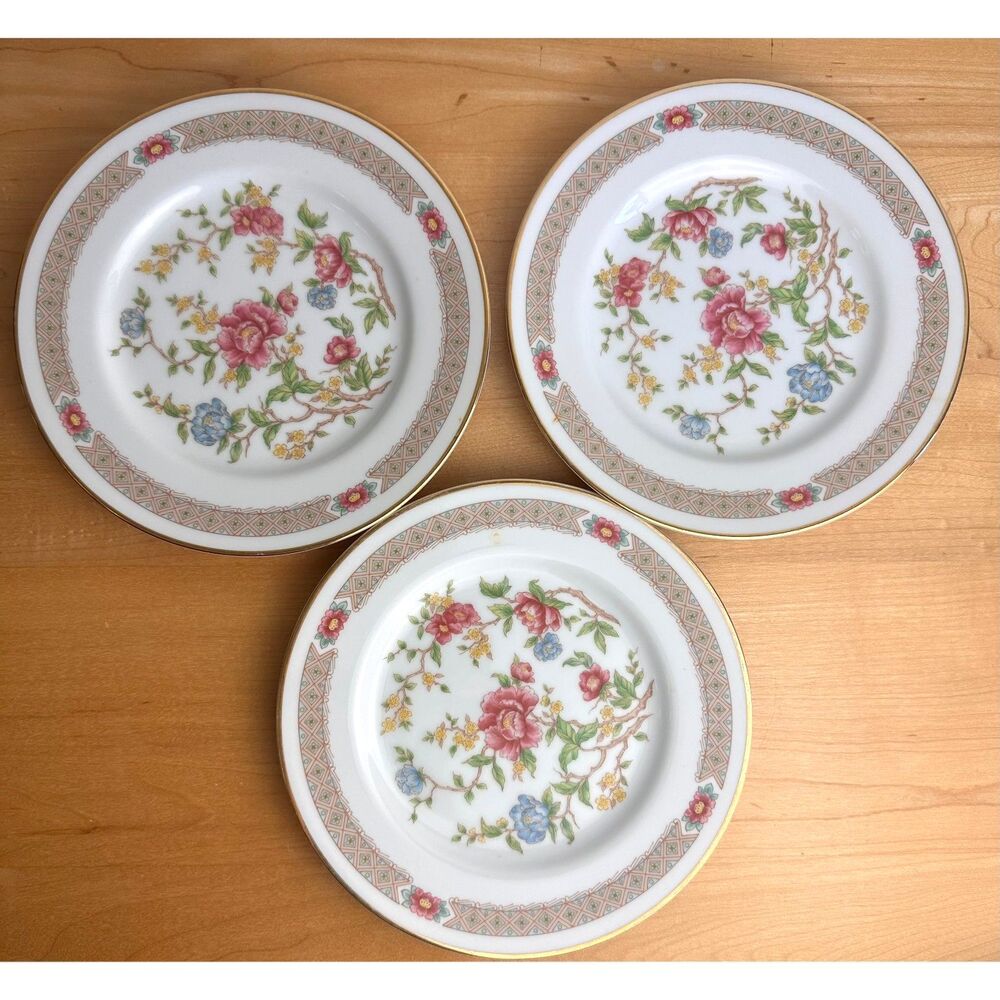 Vintage Mikasa Rose Peony 3 Damaged Salad Plates Mosaic Crafts Upcycle Lot #2